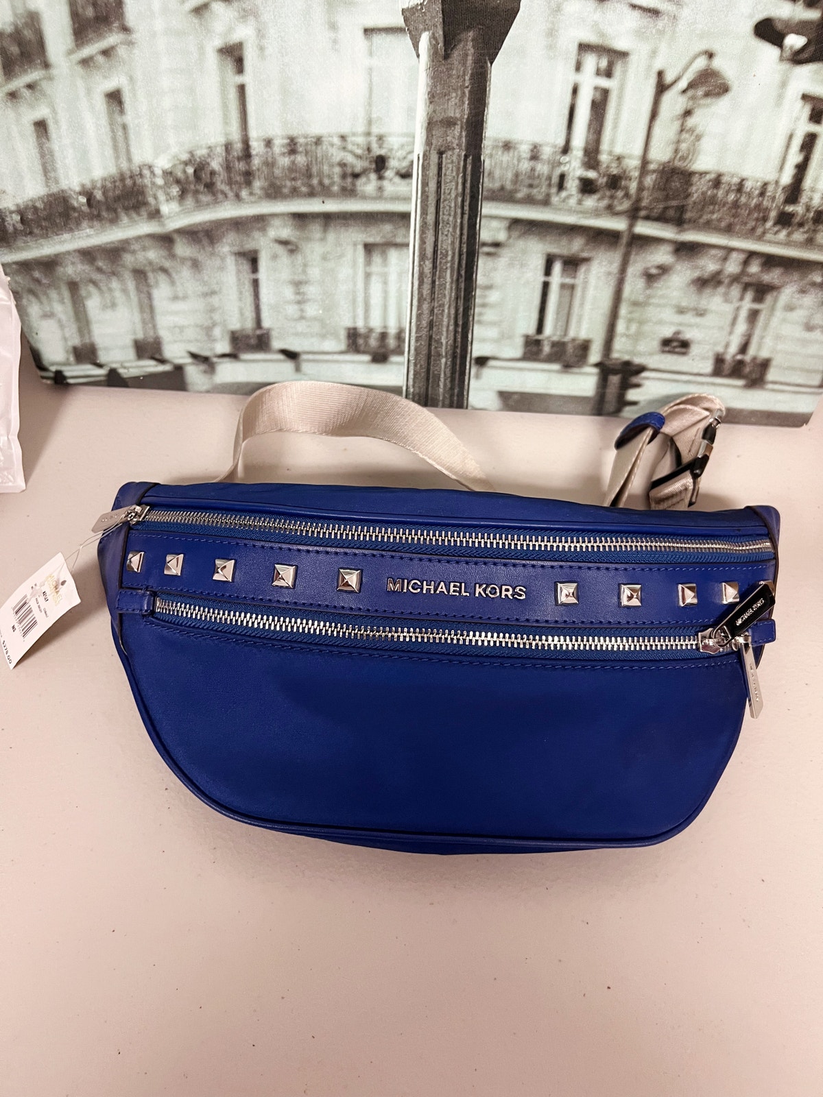 Michael Kors 35t9gy9n8c Kenly Medium Nylon Belt Bag In Blue